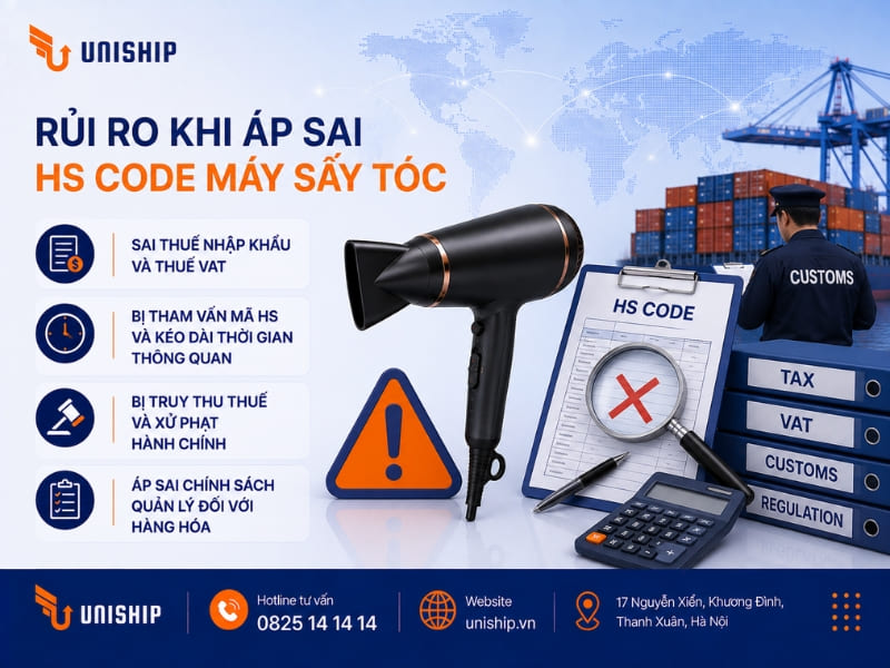 Rủi ro khi áp sai HS Code máy sấy tóc