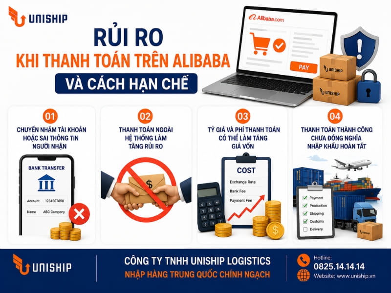 Rủi ro khi thanh toán trên Alibaba và cách hạn chế
