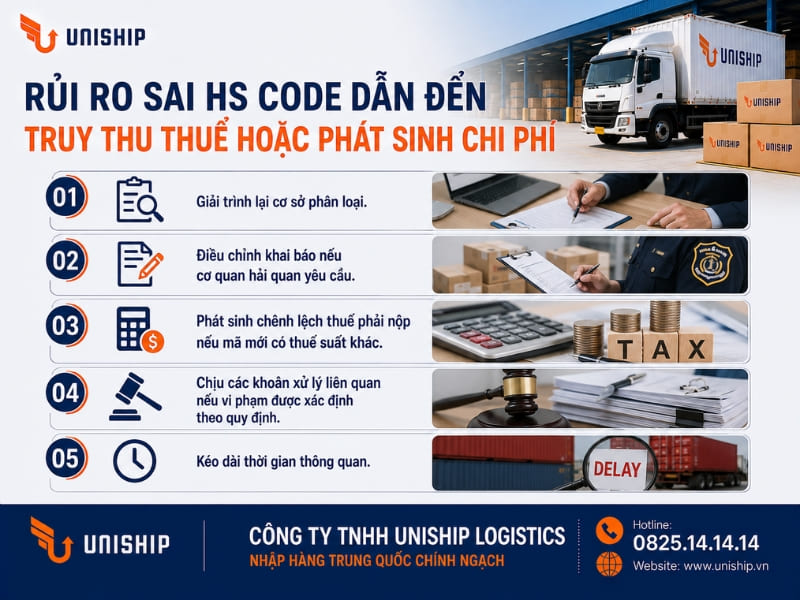 Rủi ro sai HS Code dẫn đến truy thu thuế hoặc phát sinh chi phí