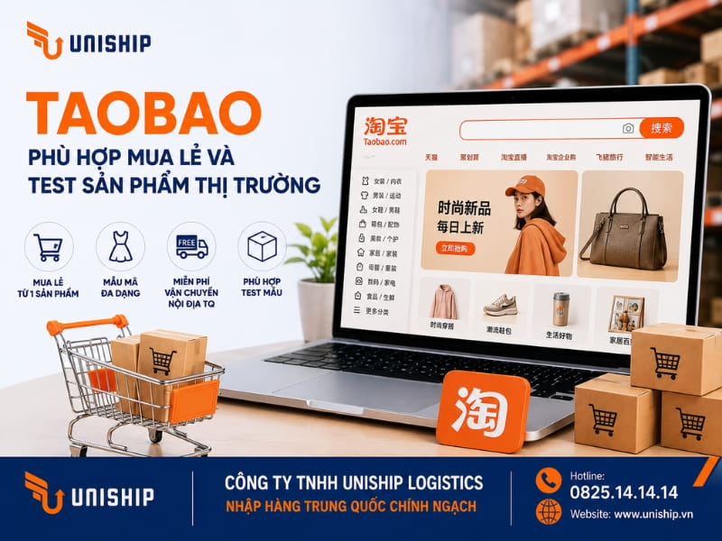 Taobao - Phù hợp mua lẻ và test sản phẩm thị trường
