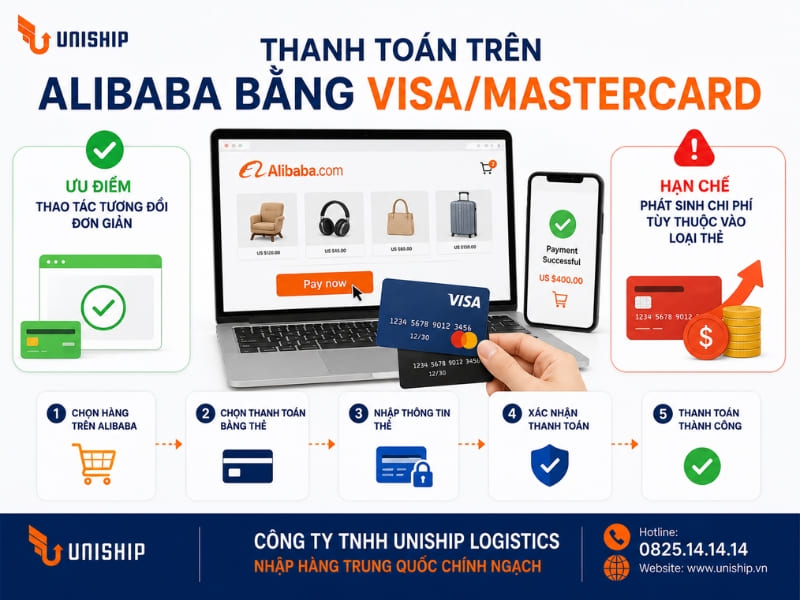 Thanh toán trên Alibaba bằng Visa/Mastercard