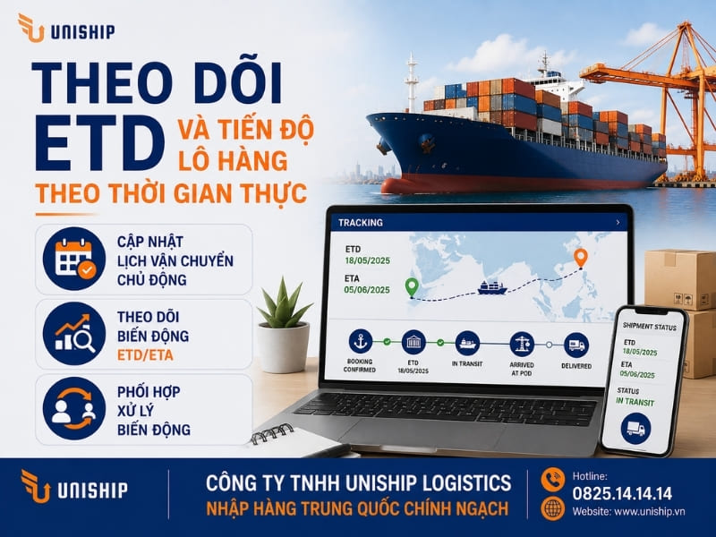 Theo dõi ETD và tiến độ lô hàng theo thời gian thực