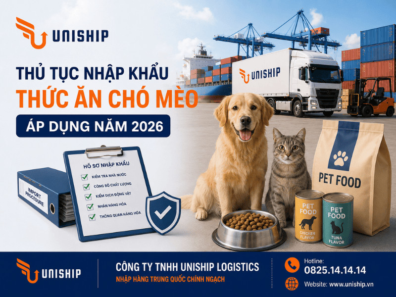 Thủ tục nhập khẩu thức ăn chó mèo áp dụng năm 2026