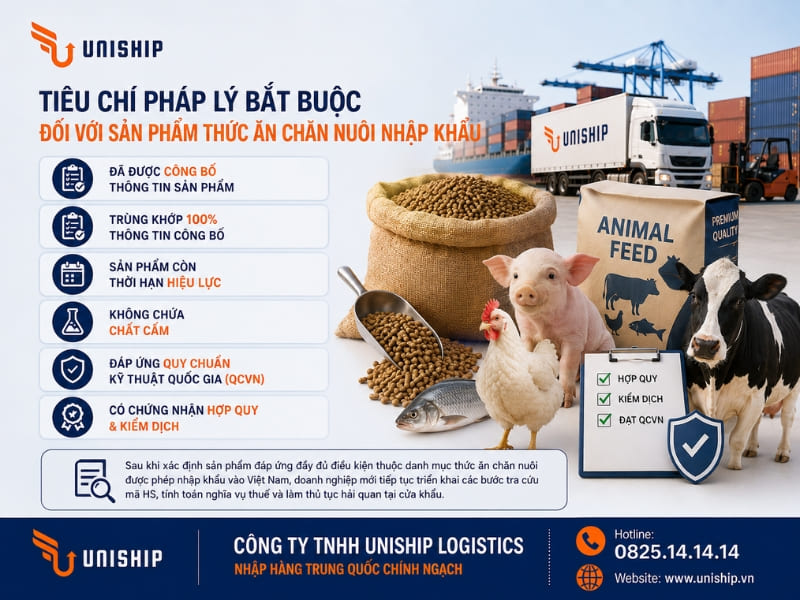 Tiêu chí pháp lý bắt buộc đối với sản phẩm thức ăn chăn nuôi nhập khẩu