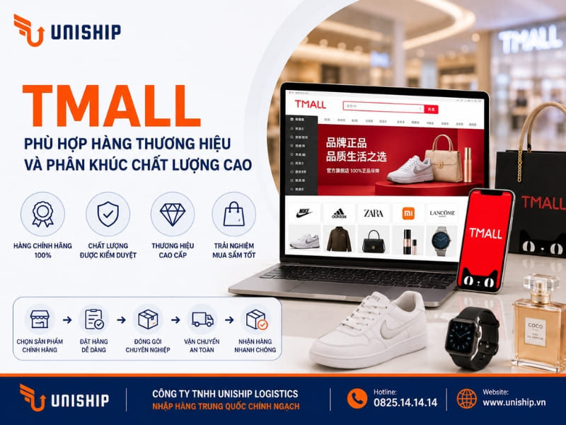Tmall - Phù hợp hàng thương hiệu và phân khúc chất lượng cao