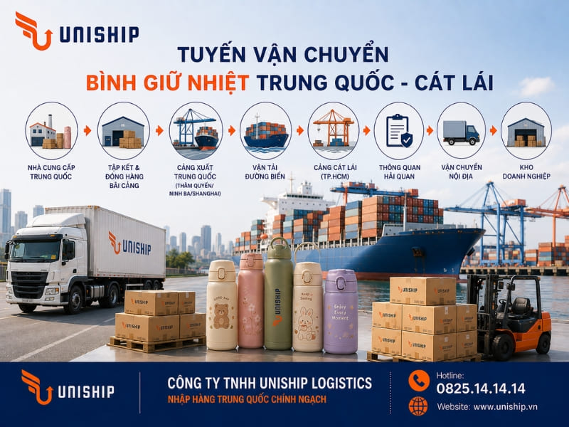 Vận chuyển bình giữ nhiệt đường biển về Cát Lái TP.HCM