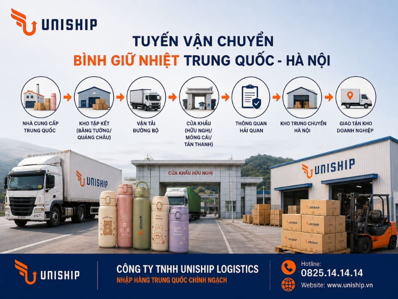 Tuyến vận chuyển bình giữ nhiệt Trung Quốc - Hà Nội