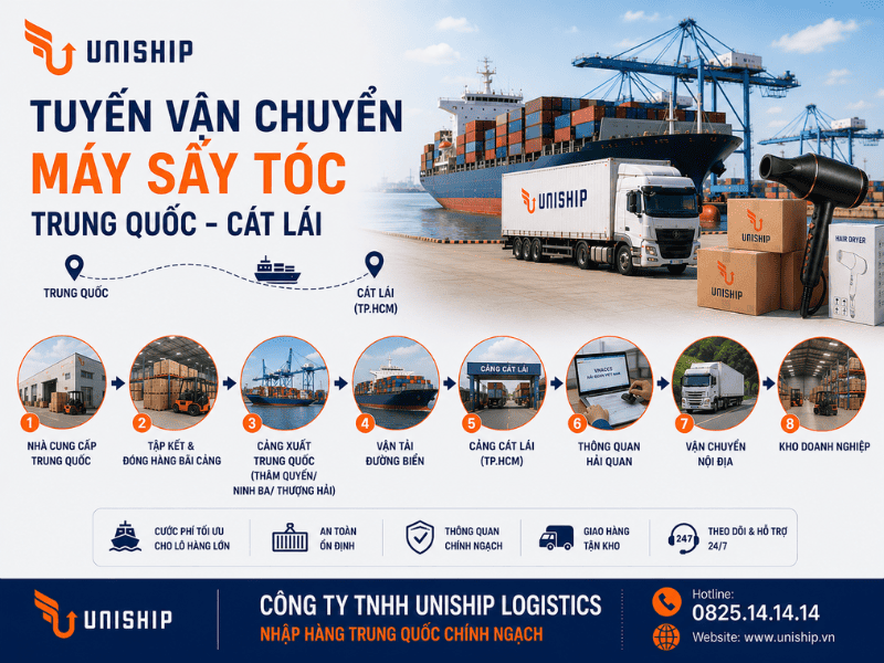 Vận chuyển máy sấy tóc đường biển về Cát Lái TP.HCM
