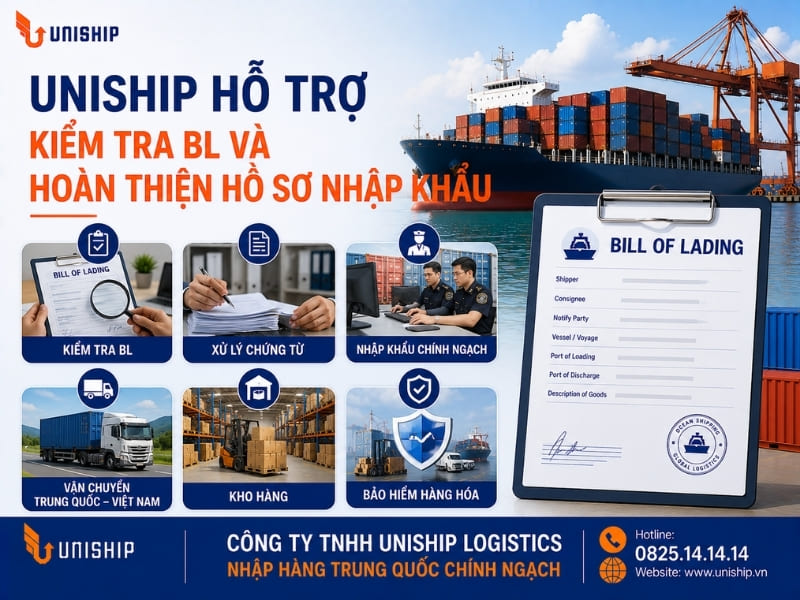 Uniship hỗ trợ kiểm tra BL và hoàn thiện hồ sơ nhập khẩu
