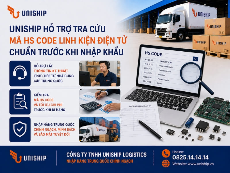 Uniship hỗ trợ tra cứu mã HS code linh kiện điện tử chuẩn trước khi nhập khẩu