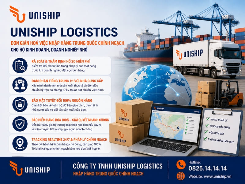 UNISHIP LOGISTICS - ĐƠN GIẢN HOÁ VIỆC NHẬP HÀNG TRUNG QUỐC CHÍNH NGẠCH CHO HỘ KINH DOANH, DOANH NGHIỆP NHỎ