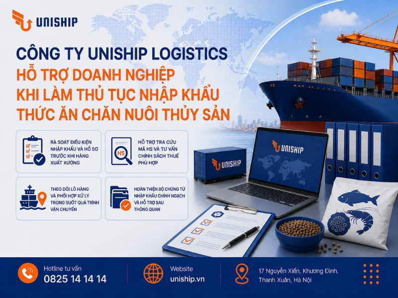 Công ty Uniship Logistics hỗ trợ doanh nghiệp làm thủ tục nhập khẩu thức ăn chăn nuôi thủy sản