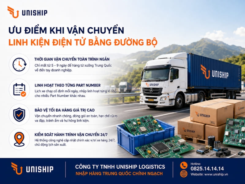 Ưu điểm khi vận chuyển linh kiện điện tử bằng đường bộ