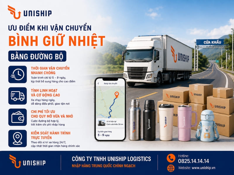 Ưu điểm khi vận chuyển bình giữ nhiệt bằng đường bộ
