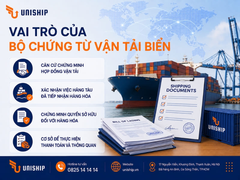 Vai trò của bộ chứng từ vận tải đường biển
