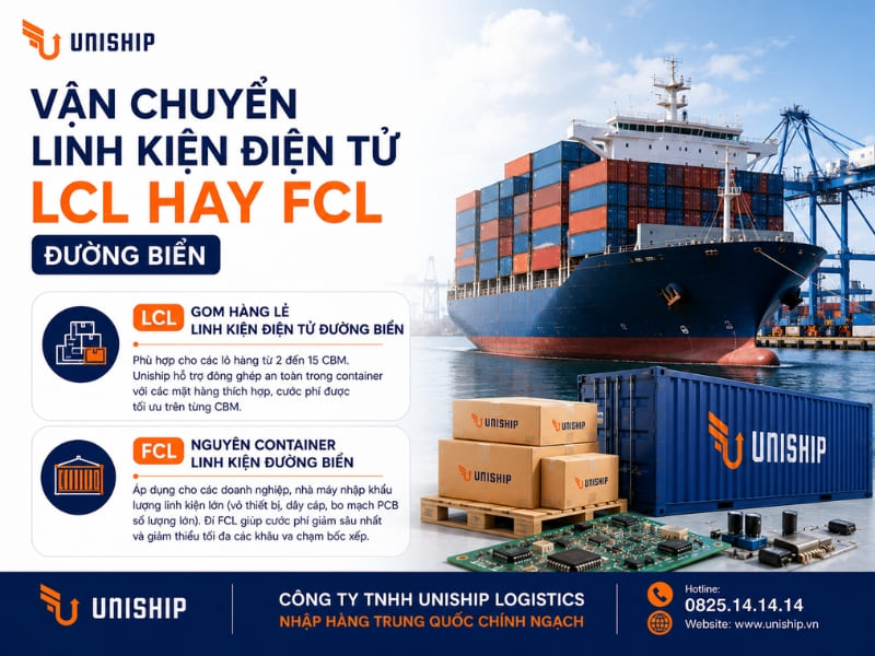 Vận chuyển linh kiện điện tử LCL hay FCL đường biển