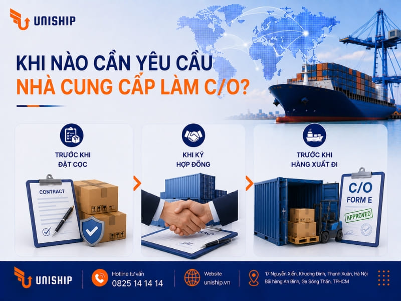 Thời điểm cần yêu cầu nhà cung cấp làm C/O?
