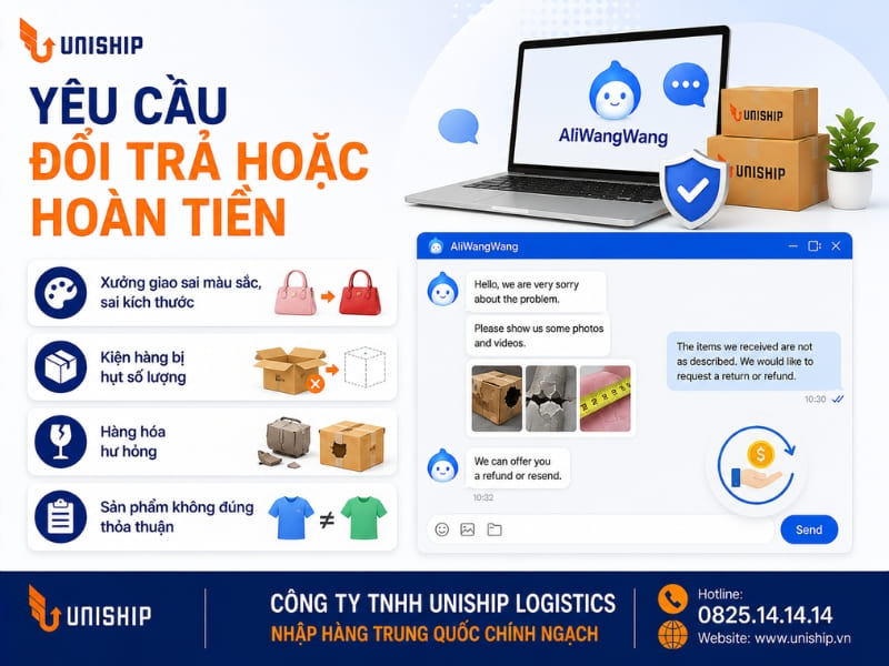 Yêu cầu đổi trả hoặc hoàn tiền