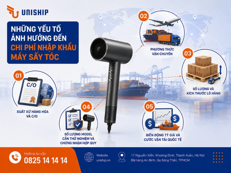 Những yếu tố ảnh hưởng đến chi phí nhập khẩu máy sấy tóc