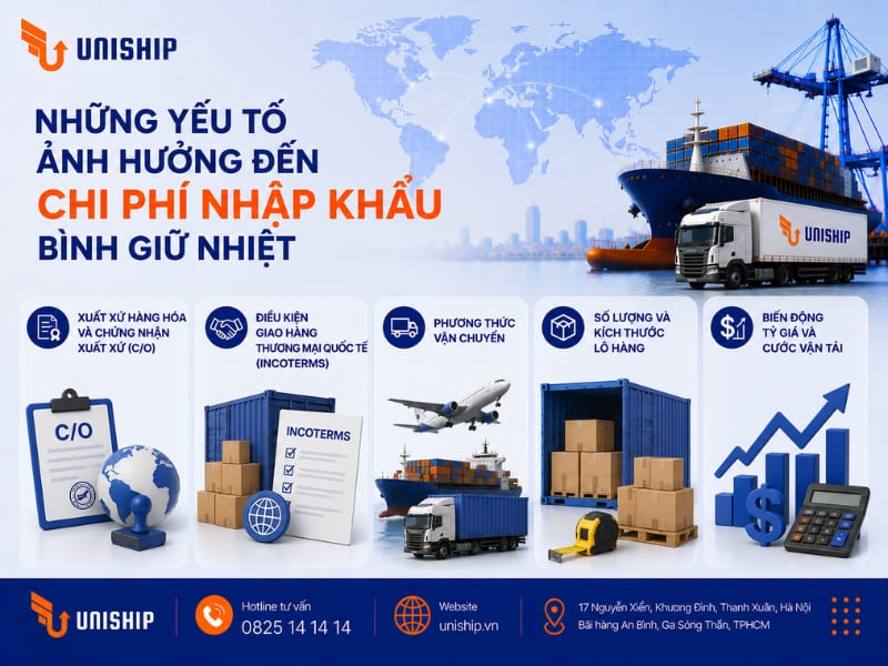 Những yếu tố ảnh hưởng đến chi phí nhập khẩu bình giữ nhiệt