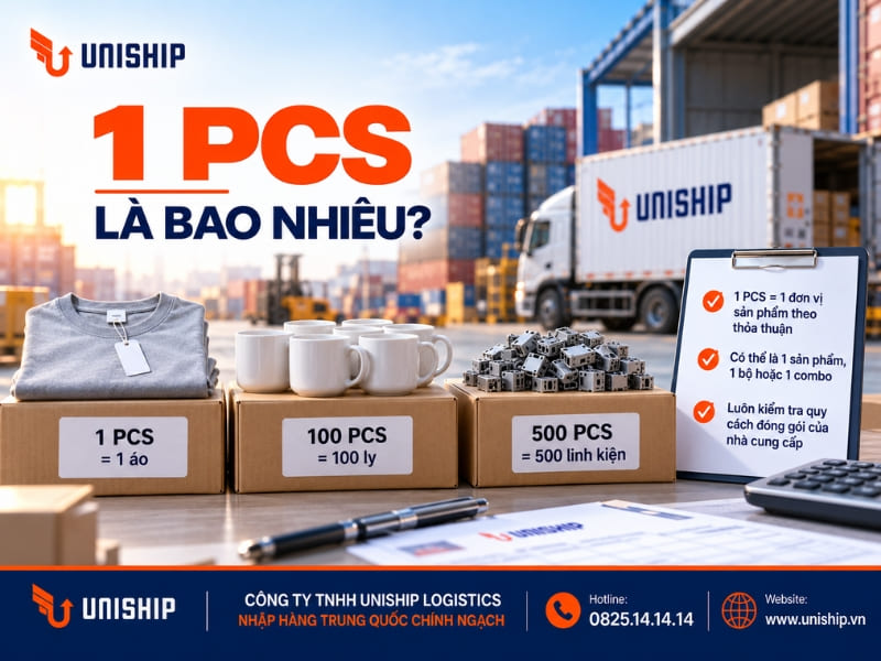 1 PCS thường tương ứng với 1 đơn vị sản phẩm