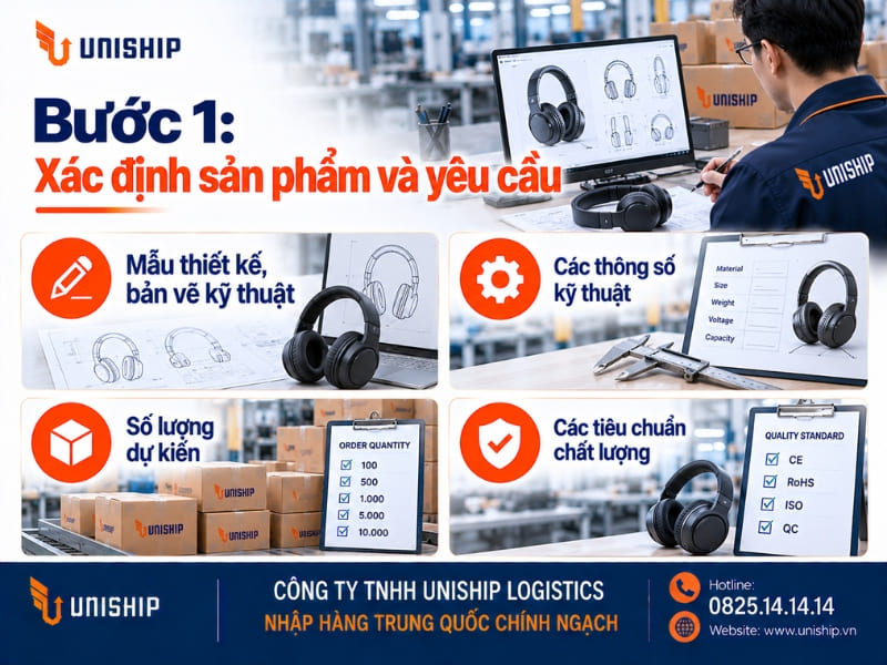 Bước 1: Xác định sản phẩm và yêu cầu
