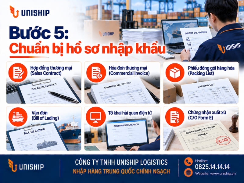 Bước 5: Chuẩn bị hồ sơ nhập khẩu