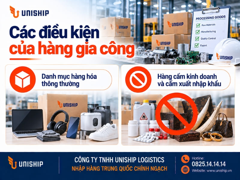 Các điều kiện của hàng gia công