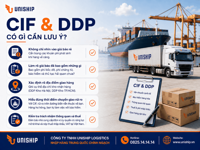 CIF và DDP cần lưu ý