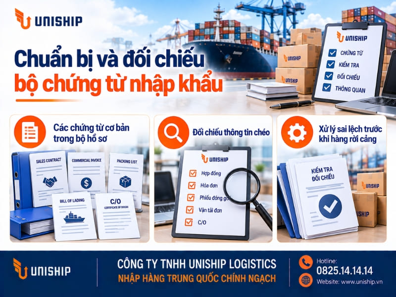 Chuẩn bị và đối chiếu bộ chứng từ nhập khẩu