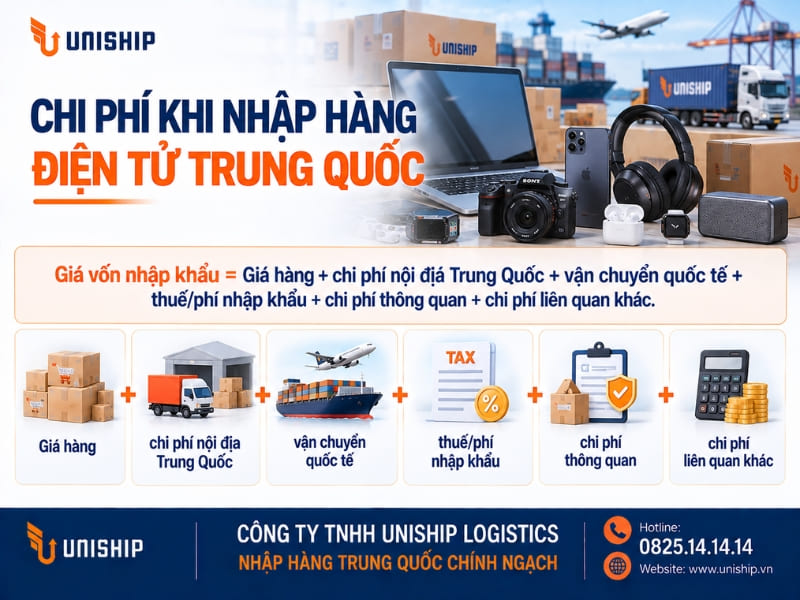 Chi phí khi nhập hàng điện tử Trung Quốc
