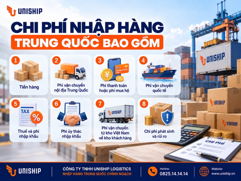 Chi phí nhập hàng Trung Quốc bao gồm