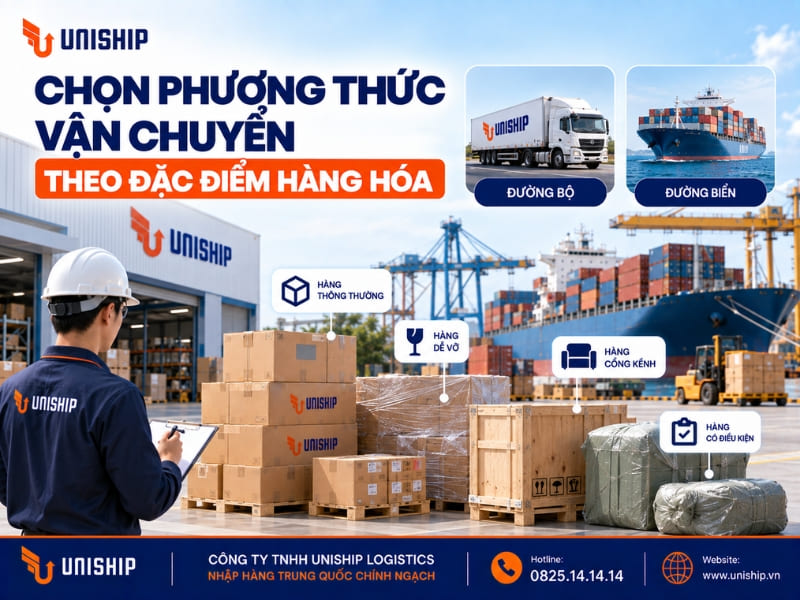Chọn phương thức vận chuyển theo đặc điểm hàng hóa