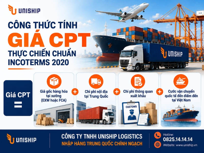 Công thức tính giá CPT thực chiến chuẩn Incoterms 2020