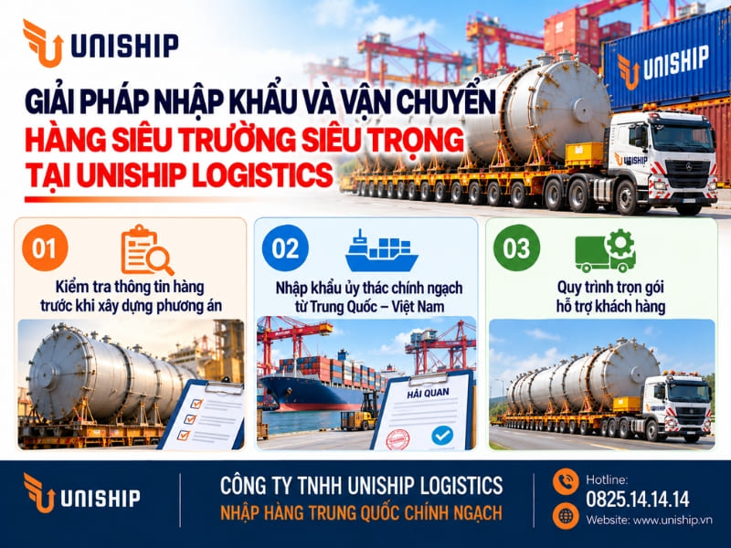 Giải pháp nhập khẩu và vận chuyển hàng siêu trường siêu trọng từ Trung Quốc tại Uniship Logistics