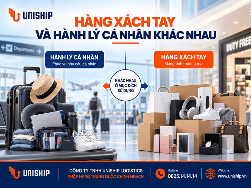 Hàng xách tay và hành lý cá nhân khác nhau