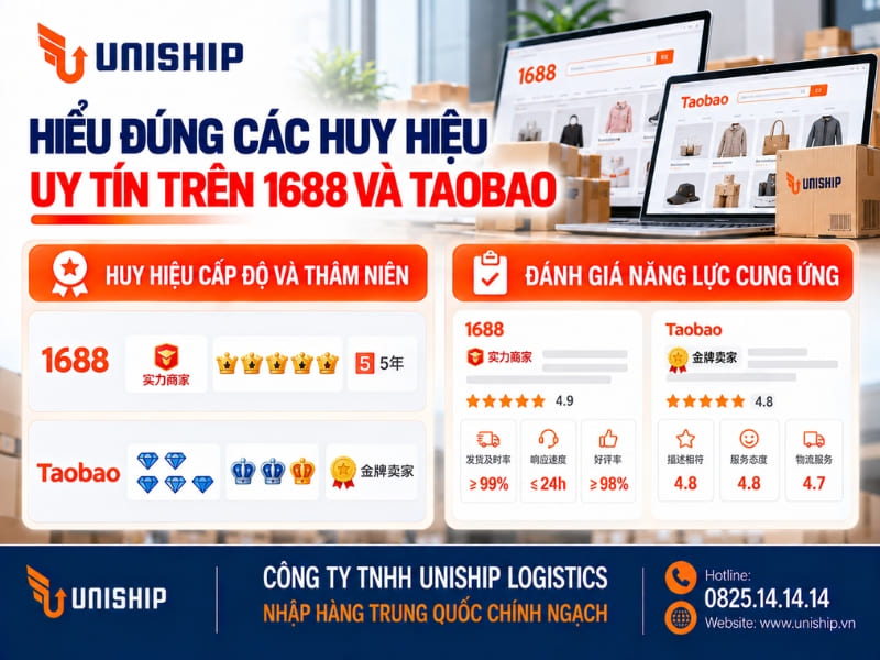 Hiểu đúng các huy hiệu uy tín trên 1688 và Taobao