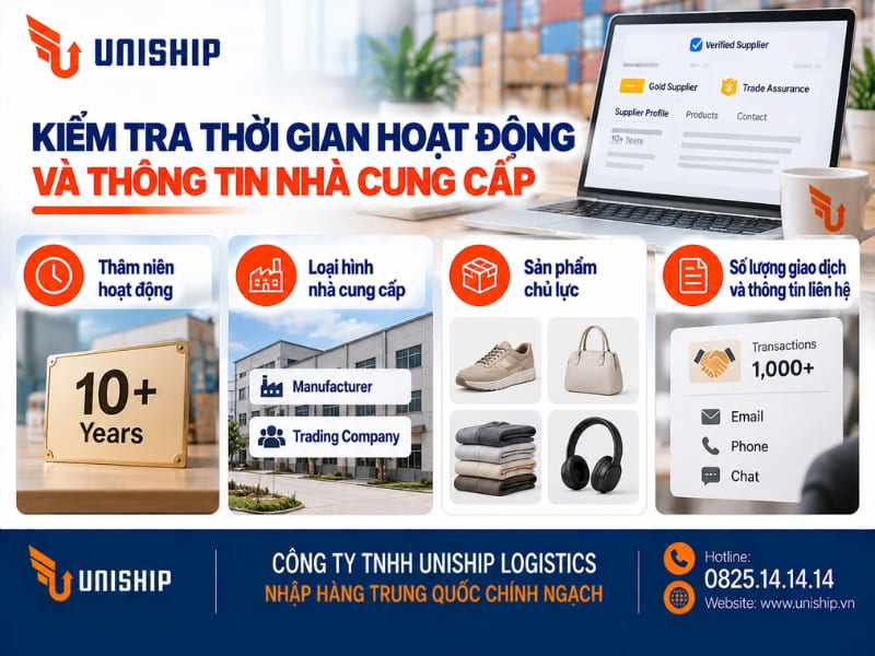 Kiểm tra thời gian hoạt động và thông tin nhà cung cấp