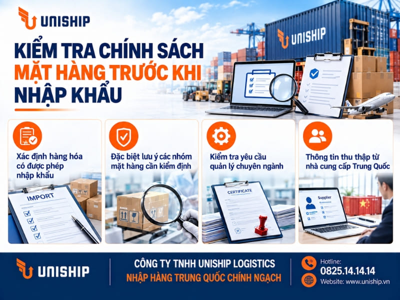 Kiểm tra chính sách mặt hàng trước khi nhập khẩu