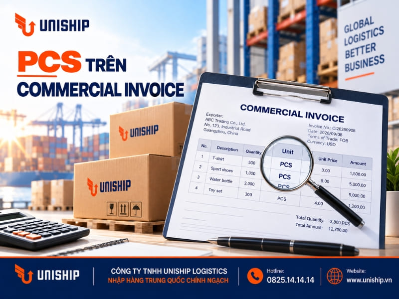PCS trên Commercial Invoice