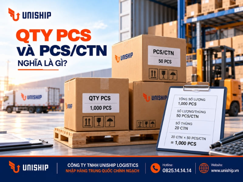QTY PCS và PCS/CTN nghĩa là