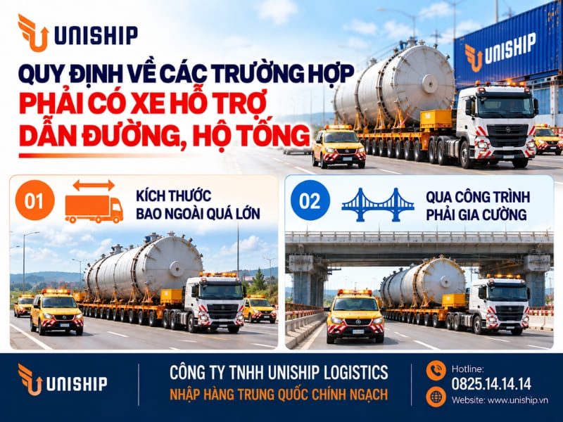 Quy định về các trường hợp phải có xe hỗ trợ dẫn đường, hộ tống