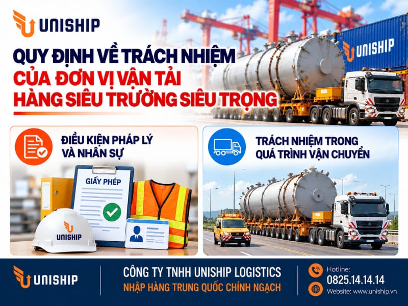 Quy định về trách nhiệm của đơn vị vận tải hàng siêu trường siêu trọng