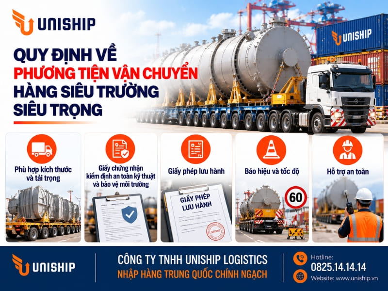 Quy định về phương tiện vận chuyển hàng siêu trường siêu trọng