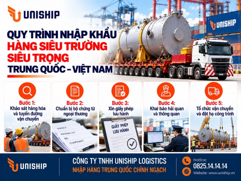 Quy trình nhập khẩu hàng siêu trường siêu trọng Trung Quốc – Việt Nam
