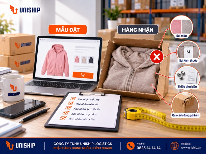 Rủi ro đặt sai mẫu, sai màu, sai kích thước hoặc sai quy cách hàng hóa với nhà cung cấp