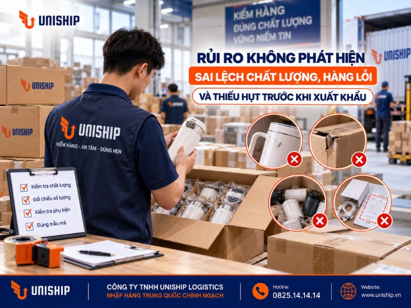 Rủi ro không phát hiện sai lệch chất lượng, hàng lỗi và thiếu hụt trước khi xuất khẩu