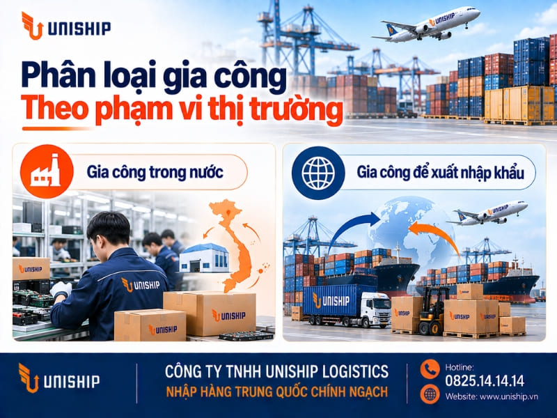 Phân loại hàng gia công theo phạm vi thị trường