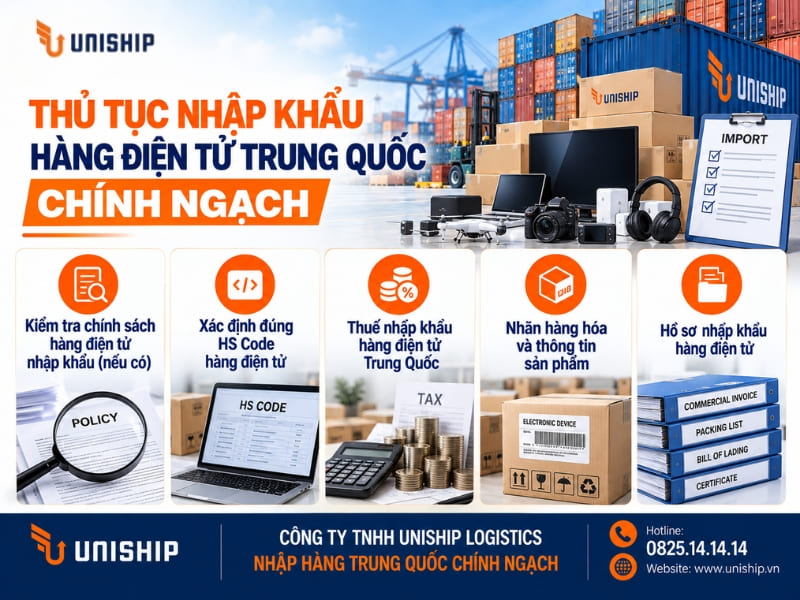 Thủ tục nhập khẩu hàng điện tử Trung Quốc chính ngạch