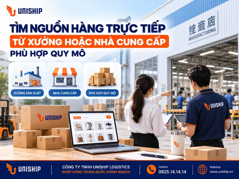 Tìm nguồn hàng trực tiếp từ xưởng hoặc nhà cung cấp phù hợp quy mô